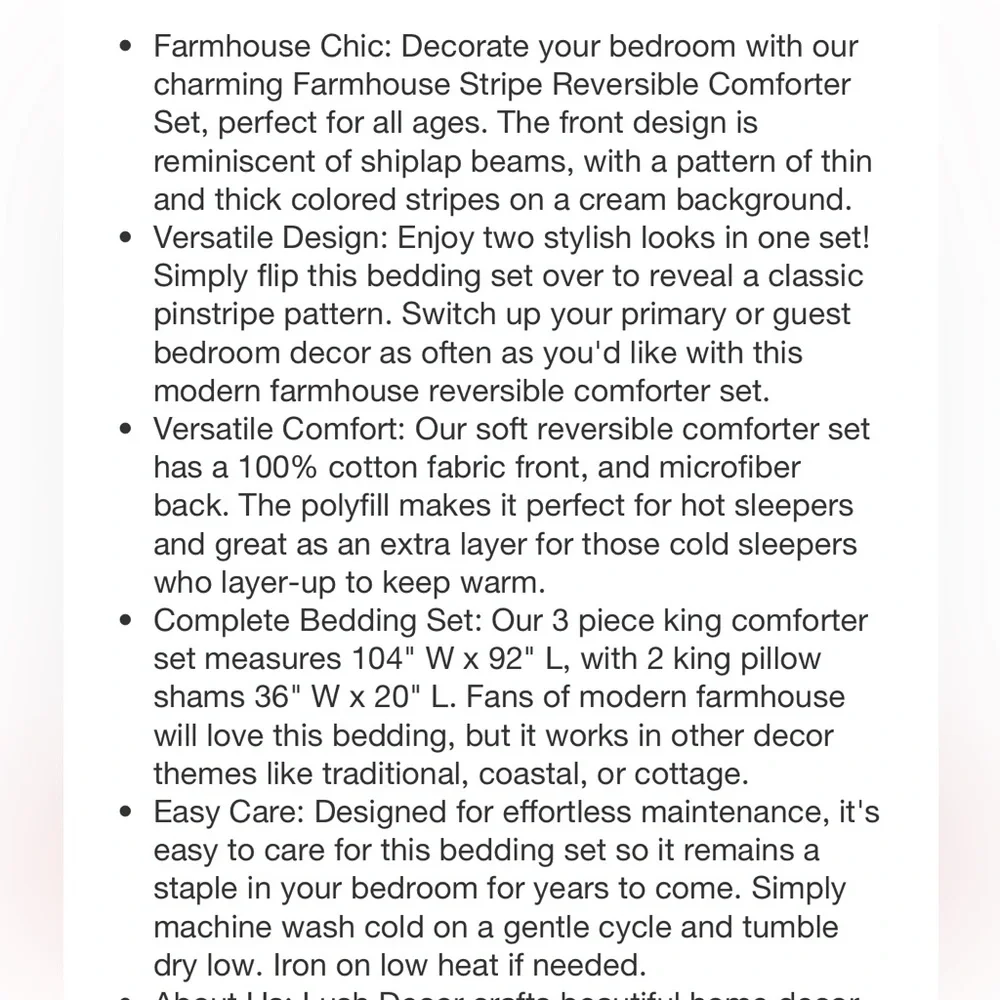 Lush Decor King Farmhouse comforter Set, Blue/White